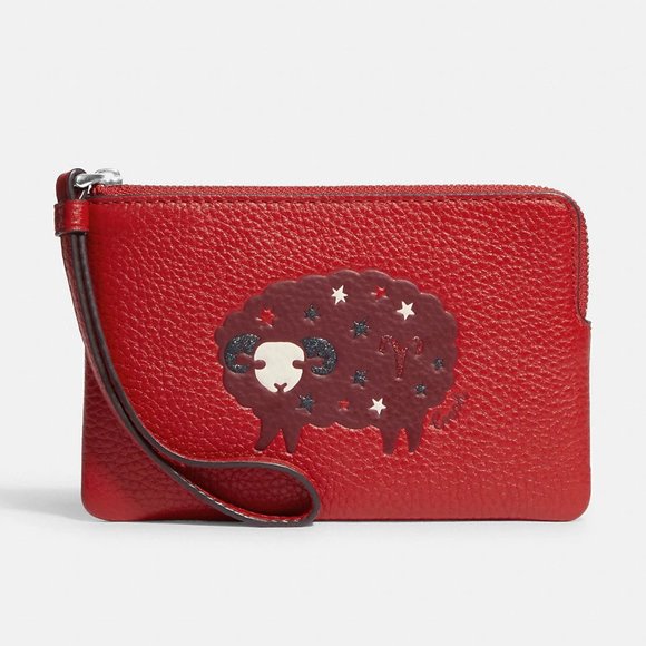 Coach Zodiac Aries Corner Zip Wristlet - Picture 1 of 4